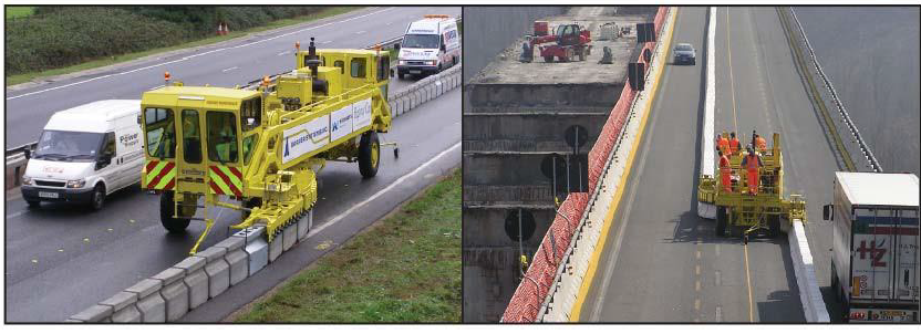 Figure 5 Moveable barrier is used to expand the work zone and/or provide more lanes for peak traffic.