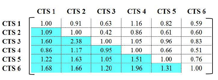 Figure 4.1 Synthesized comparison matrix of group