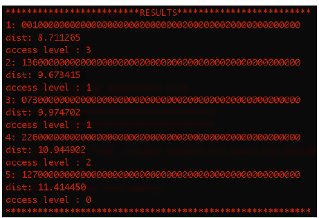 Figure 13 -­‐ Program output screenshot for subject 001