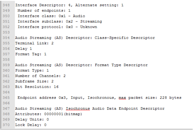 Figure 4.2: Example USB Enumeration Data