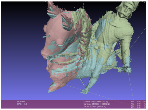 Figure 4: A screenshot of Meshlab during the manual mesh alignment.