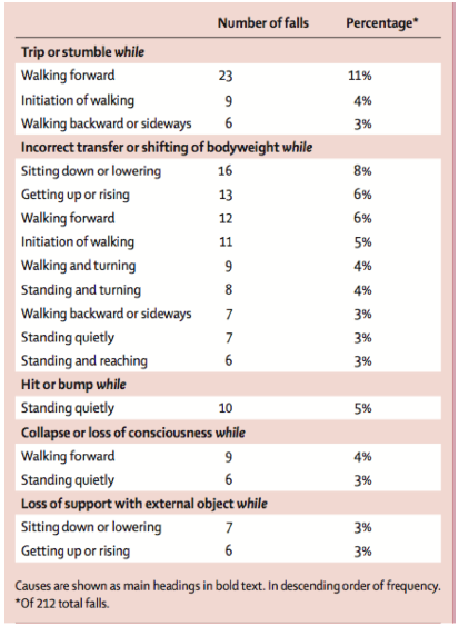 Figure 3.3: The most common activities when falls occur, divided into categories.