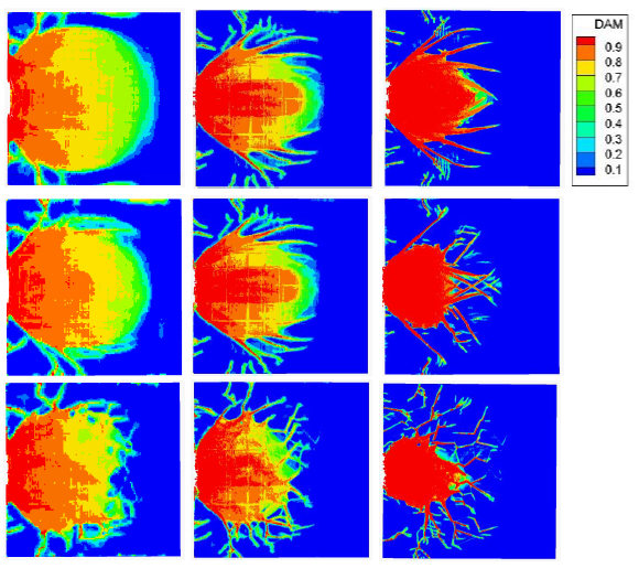 Figure 4.7: Damage index at 0.3 s on the front surface of the sample.