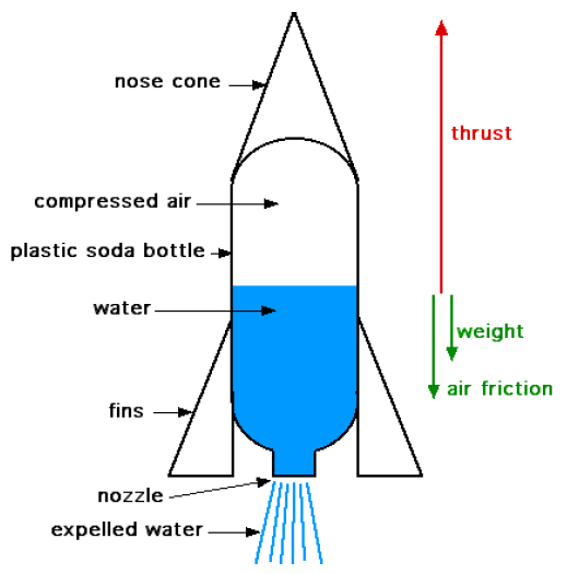 Figure 1. Typical water bottle rocket. (Halliday & Foley, 2016).