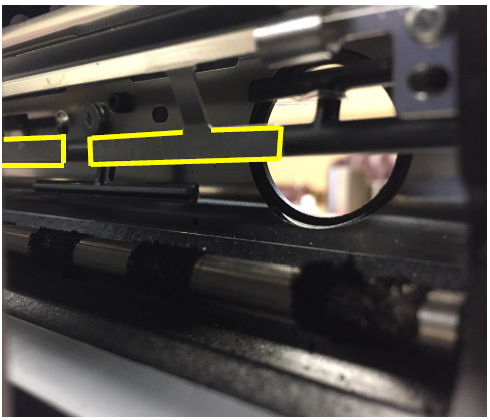 Figure 7. Developer Unit with Metal “T’s” Highlighted to Show What was Removed for the Alternative Test 4: Final Design Assembly Test.