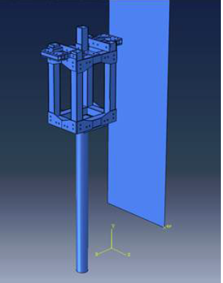 Figure 10.8. Finite element model of a truck impacting the test target structure.