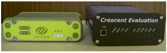 Figure 6.1. The GPS receivers. Javad JNSGyro-2 to the left and Hemisphere GPS Crescent Vector to the right