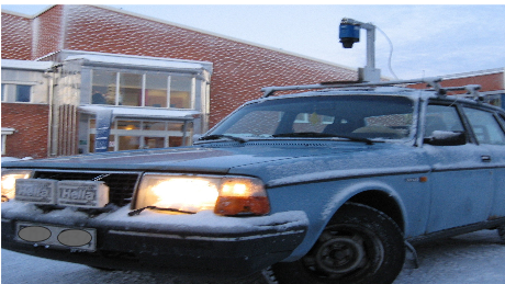 Figure 2 : The car with the 360 laser scanner on the roof