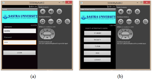 Figure 2. (a) General login of AAMS (b) Various users login