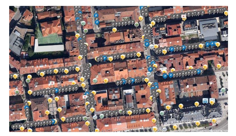 Figure 3. Detailed view of outdoor parking sensors deployment